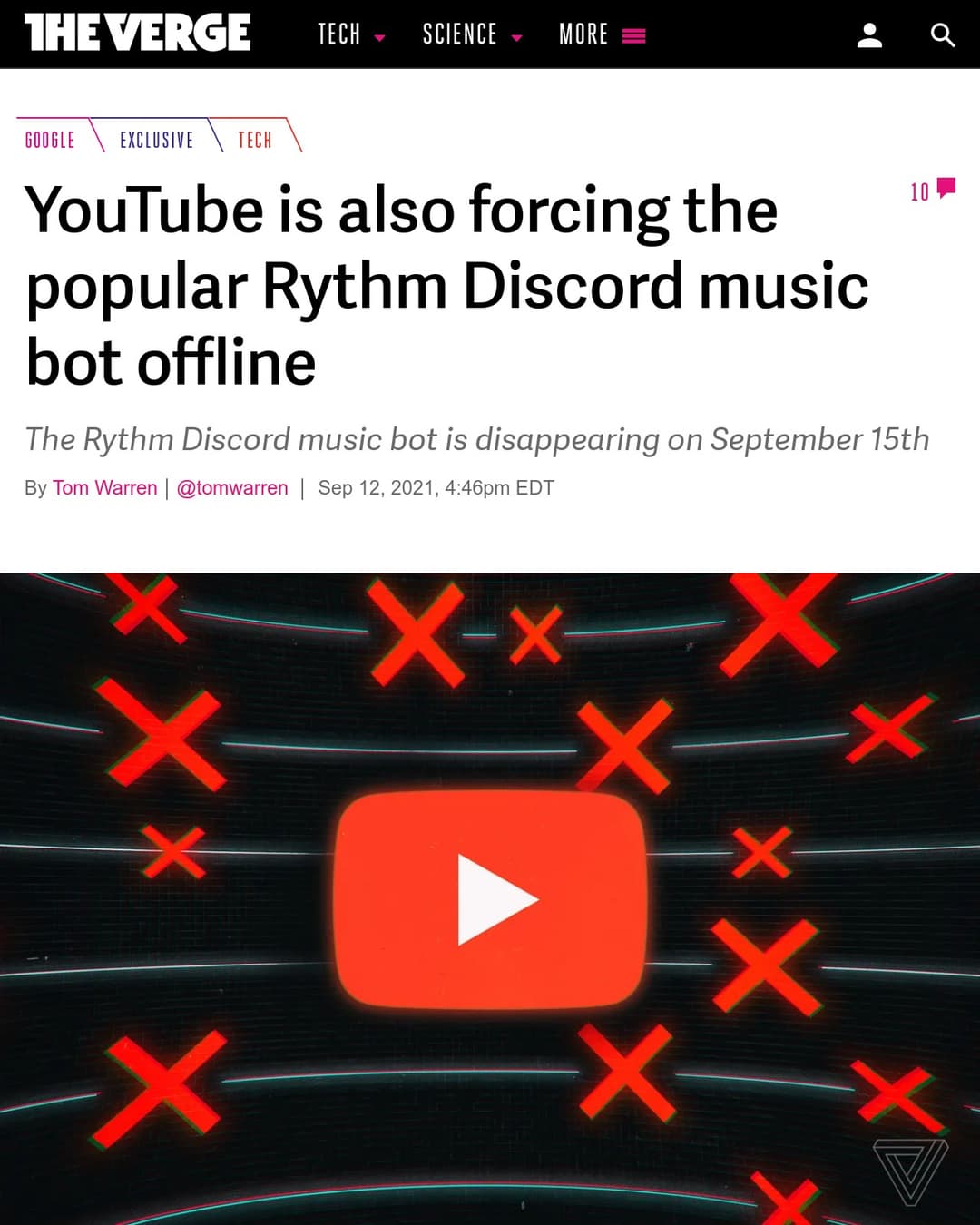 A The Verge article on Rythm's shut down